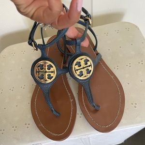 TORY BURCH Navy Ankle Strap Sandals